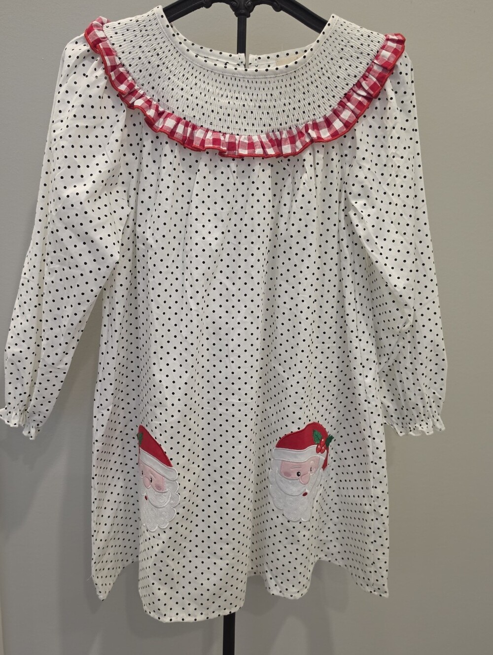 Marie Nicole Polka Dot Smocked Christmas Santa Dress 3XL